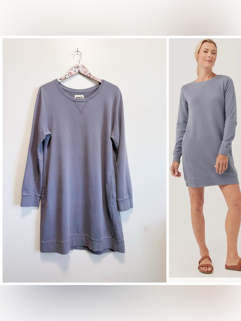 PACT Organic Cotton Purple Sweatshirt Dress XL Long Sleeve